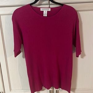 Silky deep cherry pink ribbed  Sweater --Jones New York Marked M - Fits L/XL